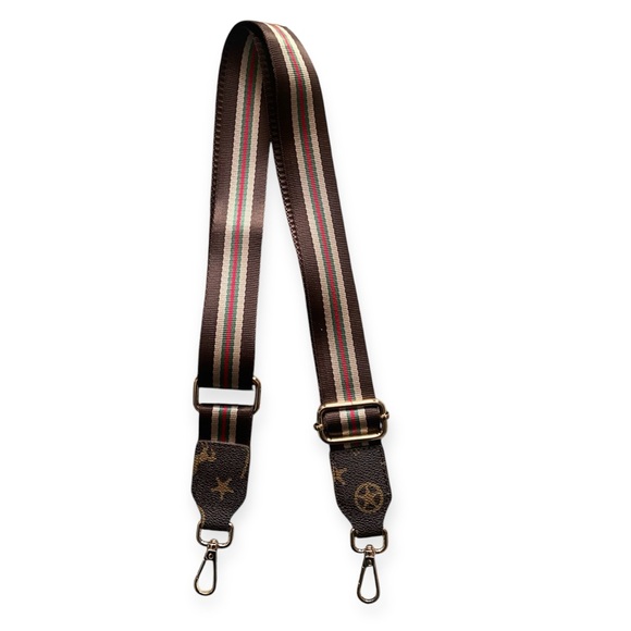 Bag Strap Green Red Tan Brown Striped Adjustable Equestrian Western Details - Picture 3 of 4
